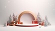 © Максим Зайков - Background podium 3D gift product sale christmas stage winter display new year banner box. Holiday xmas white red stand render scene decoration platform minimal studio happy present. Generative AI