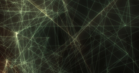 Poster - Abstract green energy lines triangles magical bright glowing futuristic hi-tech background