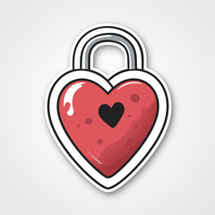 Aufkleber - A line art icon sticker of a heart-shaped lock, symbolizing love and security with a minimalist approach.