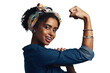 © Bharat/peopleimages.com - Strong, power and portrait of woman for gender equality, fight and feminism on isolated, transparent or png background. Flex, arms and icon with confidence, pride or challenge for women empowerment