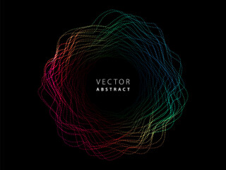 Wall Mural - round frame made of wavy colorful dotted lines. vector illustration.