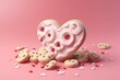 3D illustration of cookie on pink background, perfect for online Valentine's Day platform. Generative AI
