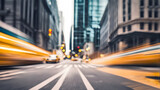 Fototapeta  - Motion blur city street with taxi