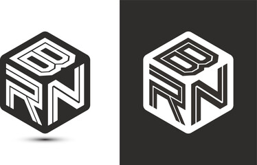 Wall Mural - BRN letter logo design with illustrator cube logo, vector logo modern alphabet font overlap style.