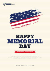 Wall Mural - Vector flayer new ecru white template for usa memorial day celebration design