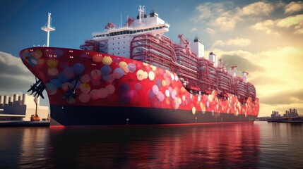 Wall Mural - A huge colorful ship covered with graffiti artworks