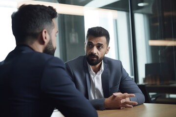 Wall Mural - cropped shot of two colleagues having a discussion in an office