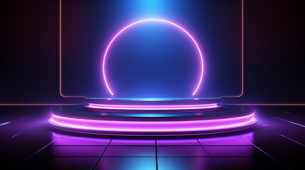 Wall Mural - Podium 3d neon light background