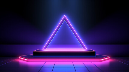 Wall Mural - Podium 3d neon light background