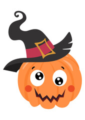 Poster - Halloween pumpkin with witch hat