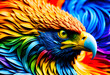 Colorful image of an eagle, vivid, ai generated