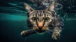 a swimming cat in water