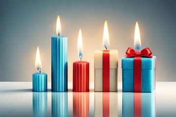 Poster - christmas candles on red background