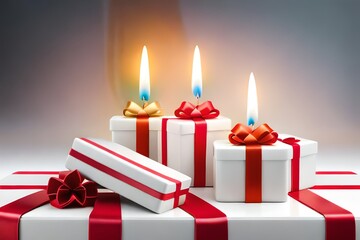 Wall Mural - christmas gift box with candles