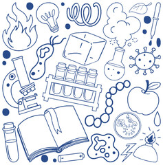 Wall Mural - science objects and icons seamless pattern