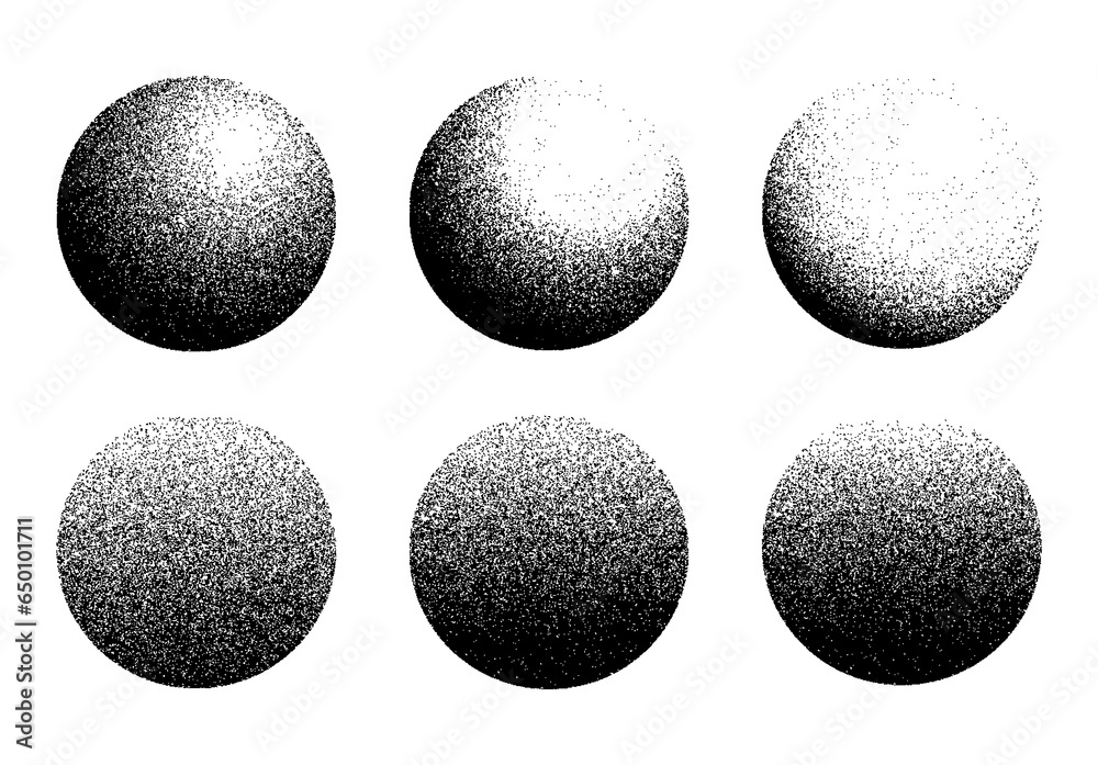 Dotwork noise gradient circles. Sand grain effect. Black noise stipple ...
