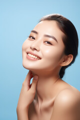 Wall Mural - Portrait of beauty Asian female with perfect healthy glow skin facial