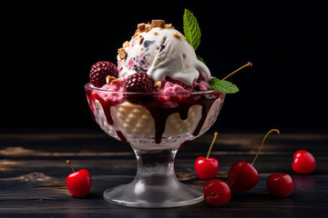 Wall Mural - Sweet Indulgence: Food Photography of Delicious Fruit Ice Cream Balls