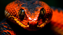 Macro Close - Up Of A Black Snake