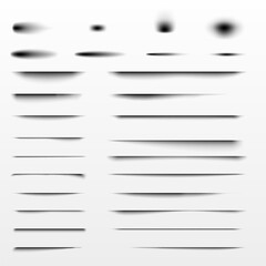 Wall Mural - shadow effect set. realistic blurred edges shadows of isolated templates. oval and rectangular drop 
