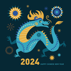 Wall Mural - Chinese New Year 2024. Year of the Dragon according to the Eastern Chinese calendar.