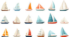 Set Of Sailboats On A White Background