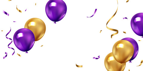 Wall Mural - 3d beautiful purple balloon design background illustration banner template