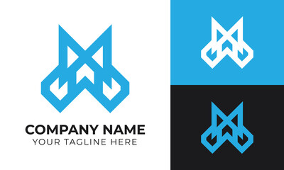 Creative modern minimal monogram business logo design template for your company