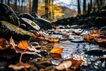 Canvas Print - Autumn river landscape.