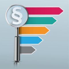Wall Mural - Loupe Colored Arrows Directions Infographic Mirror Paragraph