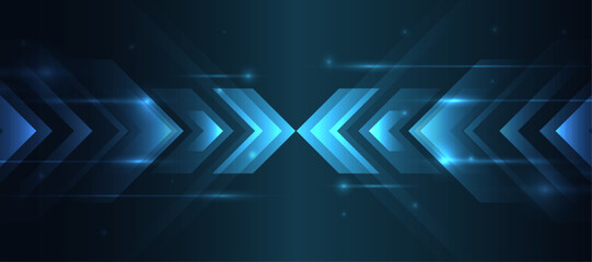 blue glowing arrow light background. Future digital growth technology