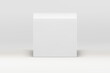 White 3d cube neutral podium promo pedestal for product commercial presentation show vector