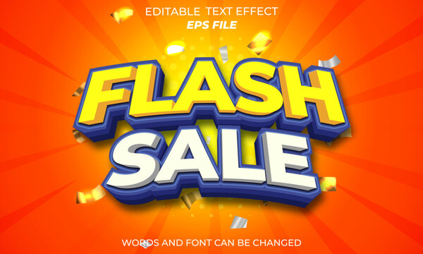 flash sale text effect, font editable, typography, 3d text. vector template
