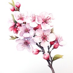 Wall Mural - watercolor cherry blossom illustration on a white background.