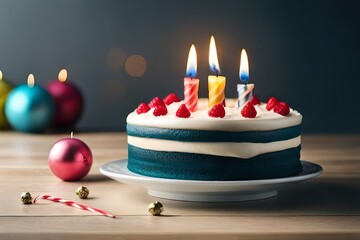 Canvas Print - birthday cake with candle