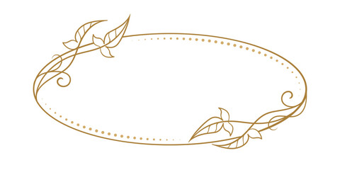 Wall Mural - Vector horizontal oval dotted frame with ivy leaves decoration
