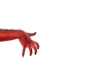 PNG, Red female hand with black nails, isolated on white background