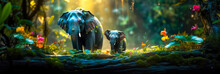 Makrofotografie Von Elefanten Im Regenwald. Generiert Mit KI