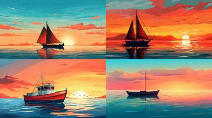 Canvas Print - yacht in the sunset