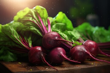 Poster - A bunch of beets are neatly arranged on top of a cutting board. This image can be used for various cooking and food-related projects.