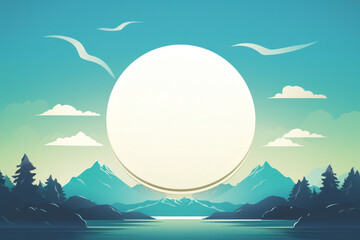 Aufkleber - A picturesque mountain landscape featuring a serene lake and birds soaring through the sky. Perfect for nature and travel-themed projects.