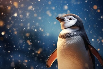 Fototapete - A penguin standing in the snow. This image can be used to depict winter, wildlife, or the Antarctic region.