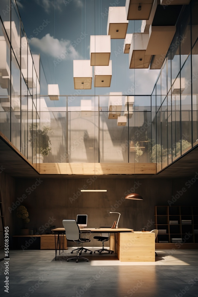 Concepto arquitectónico de una oficina de trabajo. Concepto de ...