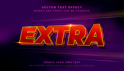 Fototapete - Vector Editable 3D red gold text effect. Extra speed race graphic style on abstract background