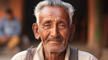 Portrait of old Asian India man.