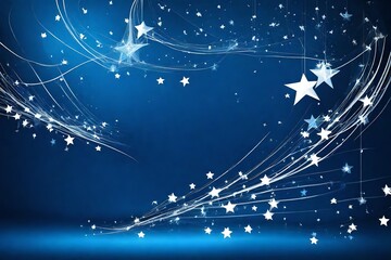 Wall Mural - Blue decoration with falling stars and white lines