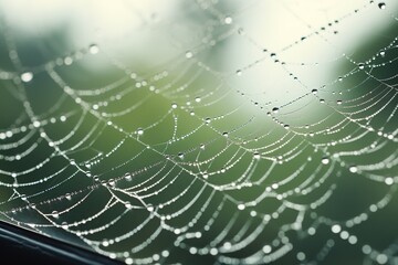 spider web with dew drops