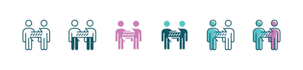 Poster - duo human resource success partnership icon vector teamwork employee friendship job management business symbol illustration