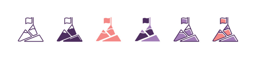Fototapete - summit mountain business target mission icon vector marketing goal strategy challenge improve profit top symbol illustration