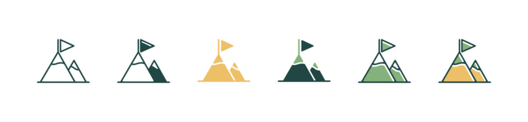 Aufkleber - mountain pathway to success flag icon vector business target goal competitive career motivation symbol illustration